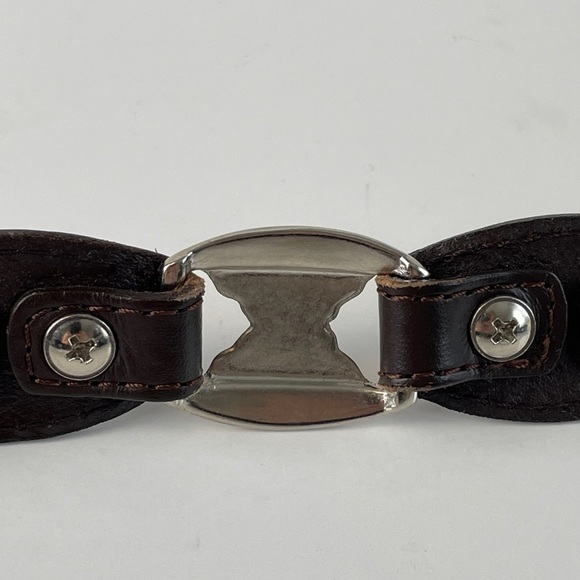 Silver and Brown Genuine Leather Women's Belt - Picture 11 of 16
